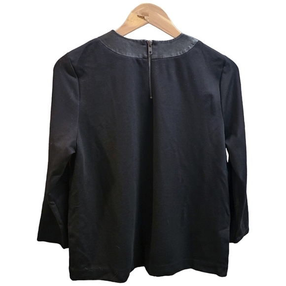 J. Mclaughlin Lambskin Leather Black Farrow Top Size Large Stretch Nylon - Picture 4 of 8